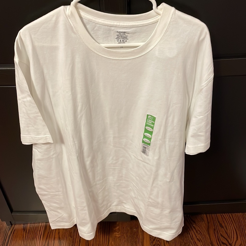 New with tags George brand mens 2xl white round neck tee shirt. - Picture 5 of 7